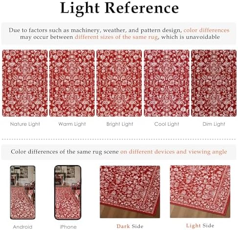 PureCozy Red Runner Rug 2x8 Vintage Floral Farmhouse - Image 5