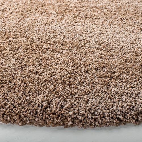 SAFAVIEH Milan Shag Collection 5'1" x 5'1" Round Dark Beige SG180 Solid - Image 5