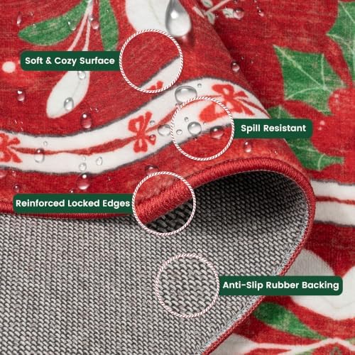 Red Christmas Rug 5x7 for Living Room, Nursery Room Machine Washable Low Pile - Image 6