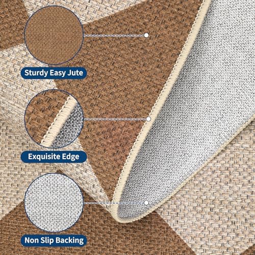 Garvee Modern Diamond Living Room Rugs 6x9 Easy Jute Balcony Rugs - Image 7