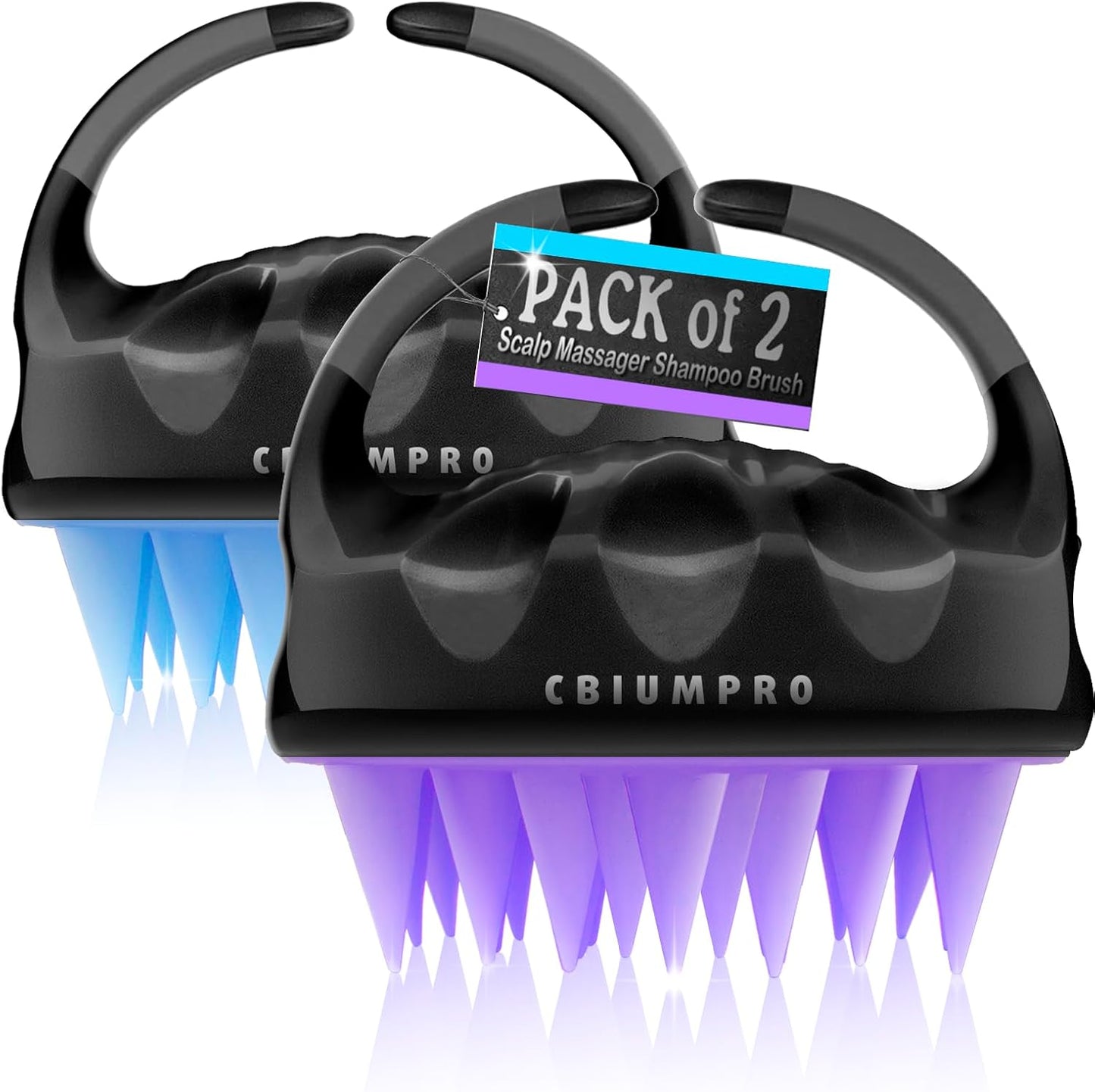 Cbiumpro 2-Pack Scalp Massager Shampoo Brush, Ultra Soft Silicone Scalp Scrubber Exfoliator Brush for Hair Growth & Dandruff Removal - 100% Fit All Hair Types