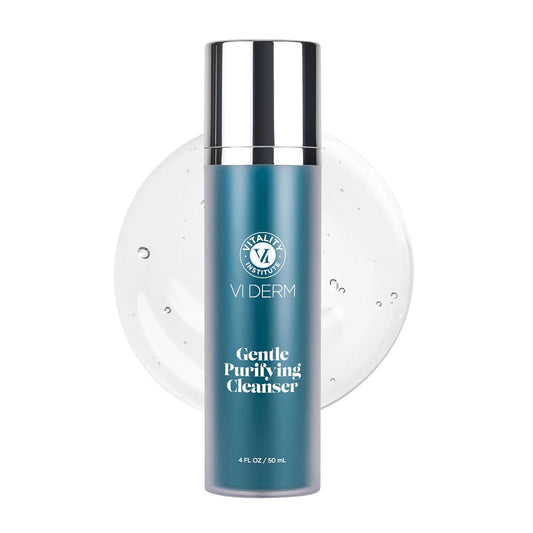VI DERM Gentle Purifying Cleanser – Hydrating Water-Based Face Wash for Women & Men – Gentle Moisturizing Facial Cleanser with Aloe Vera, Vitamin E & Willow Bark Extract – Fragrance Free, 4 Fl Oz