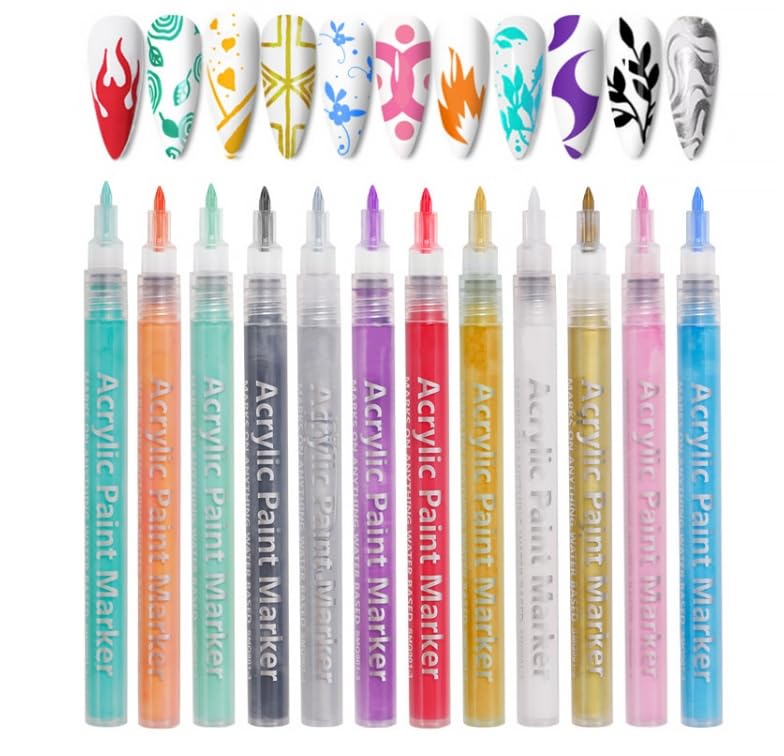 Nail Polish Pens Quick Dry, 1 PCS Nail Art Pen, Nail Art Markers, Acrylic Paint Pens, Nail Pencil, DIY Drawing Painting Liner Pen, Nail Design for Nails DIY French Manicure (Black)