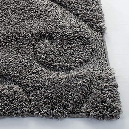 SAFAVIEH Florida Shag Round Rug 4', Soft Plush Transitional Grey SG455-8013 - Image 6