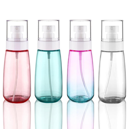 Cosywell Fine Mist Spray Bottle TSA Approved 3.4oz 100ml 4 Pack Empty Cosmetic Refillable Travel Containers Plastic Spray Bottle for Perfume Essential Oils Toners Rose Water Cosmetics(4Colors)
