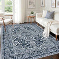 KUTA Vintage Area Rug 5x7 Navy Blue, Washable Rugs by KUTA