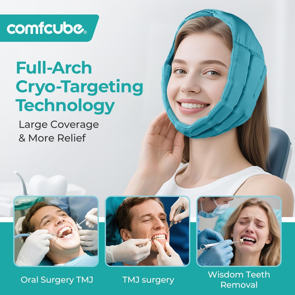 Wisdom Teeth Ice Pack Head Wrap, 2 Hours Long Lasting Cold Therapy Flexible Snug Fit Jaw Ice Pack for Face Oral Surgery, TMJ, Teeth Removed Pain, Cosmetic Injection