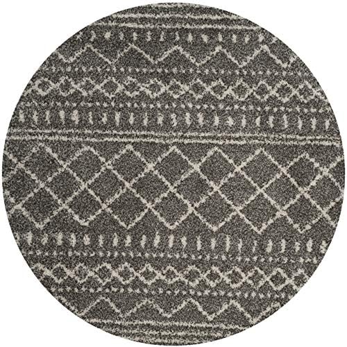 SAFAVIEH Arizona Shag Round Rug 8', Soft Plush Boho Brown & Ivory ASG741B - Image 3