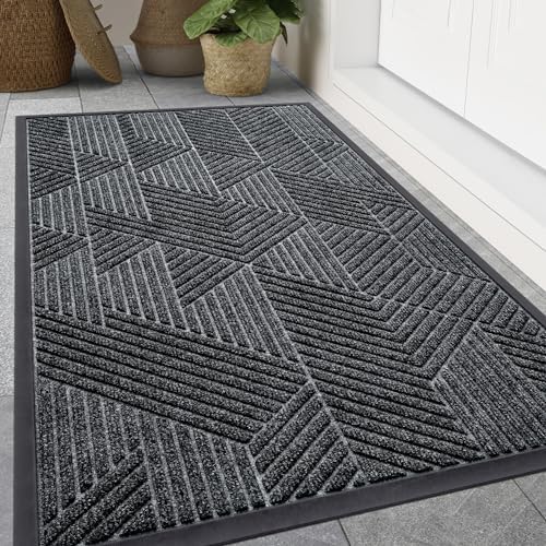 Smiry Front Door Mat Outside Entrance, Low Profile Rubber Doormat by Smiry