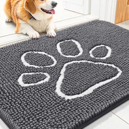 Smiry Dog Door Mat for Muddy Paws, Absorbent Non Slip Dirt Trapper by Smiry
