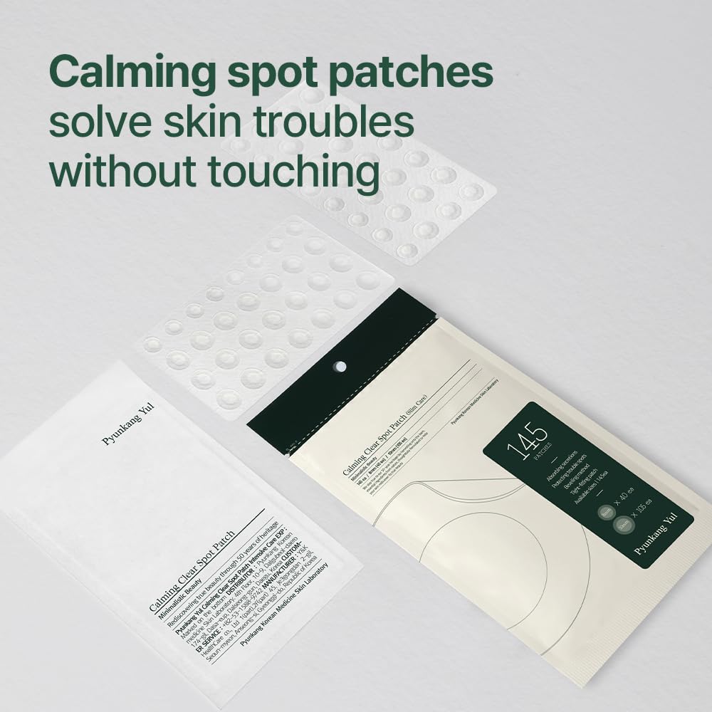 Pyunkang Yul PKY Calming Clear Spot Patch (Slim Care)145 count Quick, Adhesive & Invisible Oval Fit Stickers, Hydrocolloid Acne Spot Cover, Pimple Focused Skin Care for Blemishes and Zit, 2 Sized