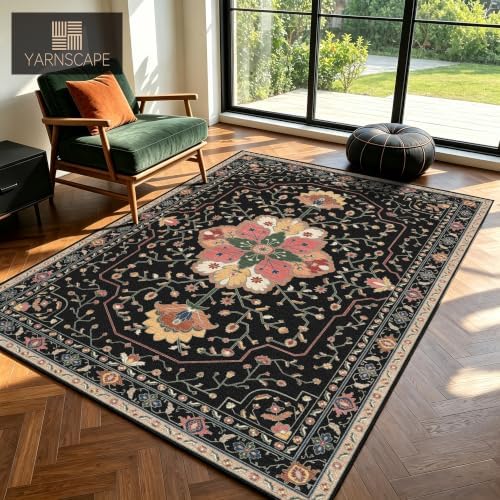YARNSCAPE 4' x 6' Machine Washable Area Rug, Non-Slip Low-Pile Carpet - Image 4