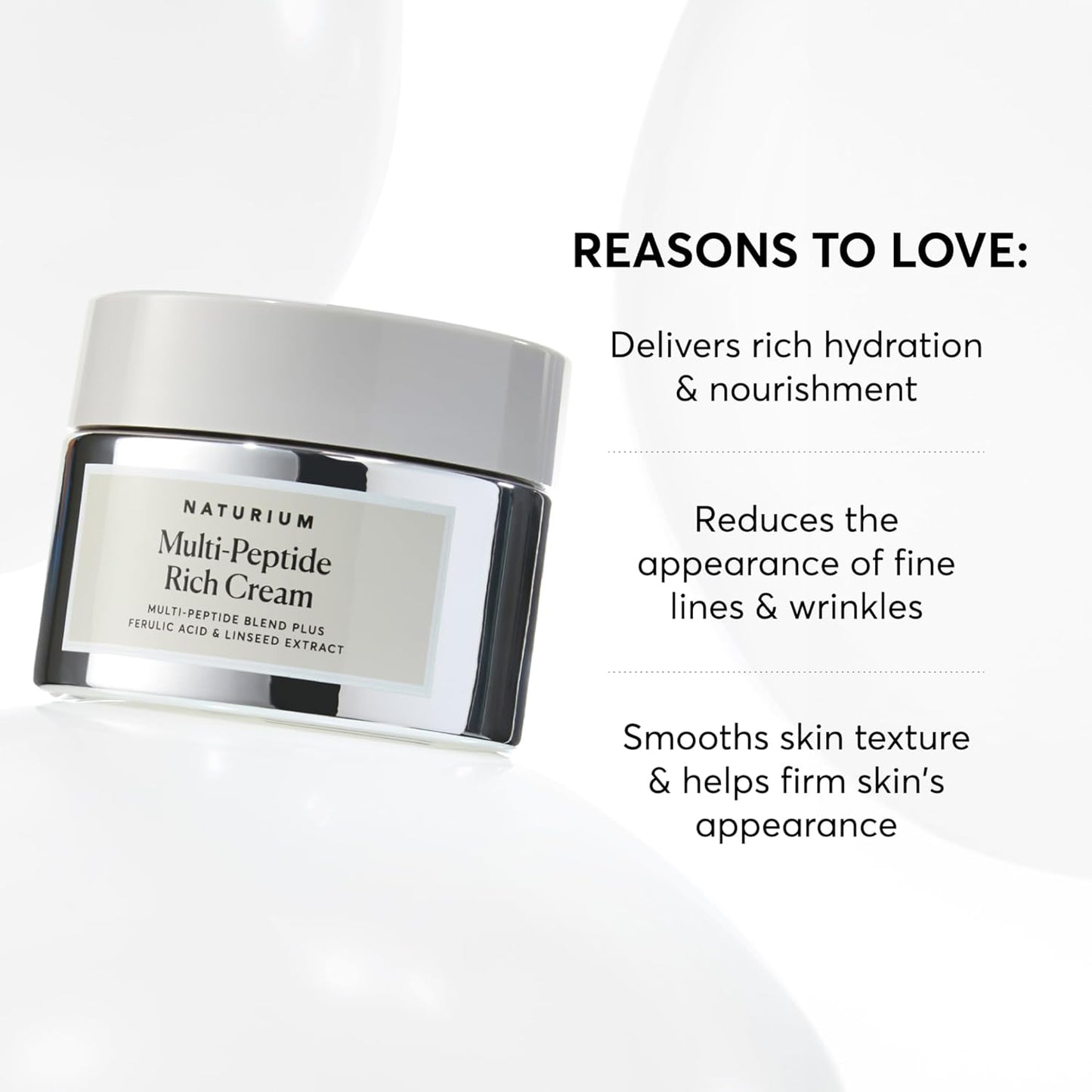 Naturium Multi-Peptide Rich Cream, Hydrating & Nourishing to Help Appearance of Fine Lines & Wrinkles, Vegan & Cruelty-Free, 1.7 oz