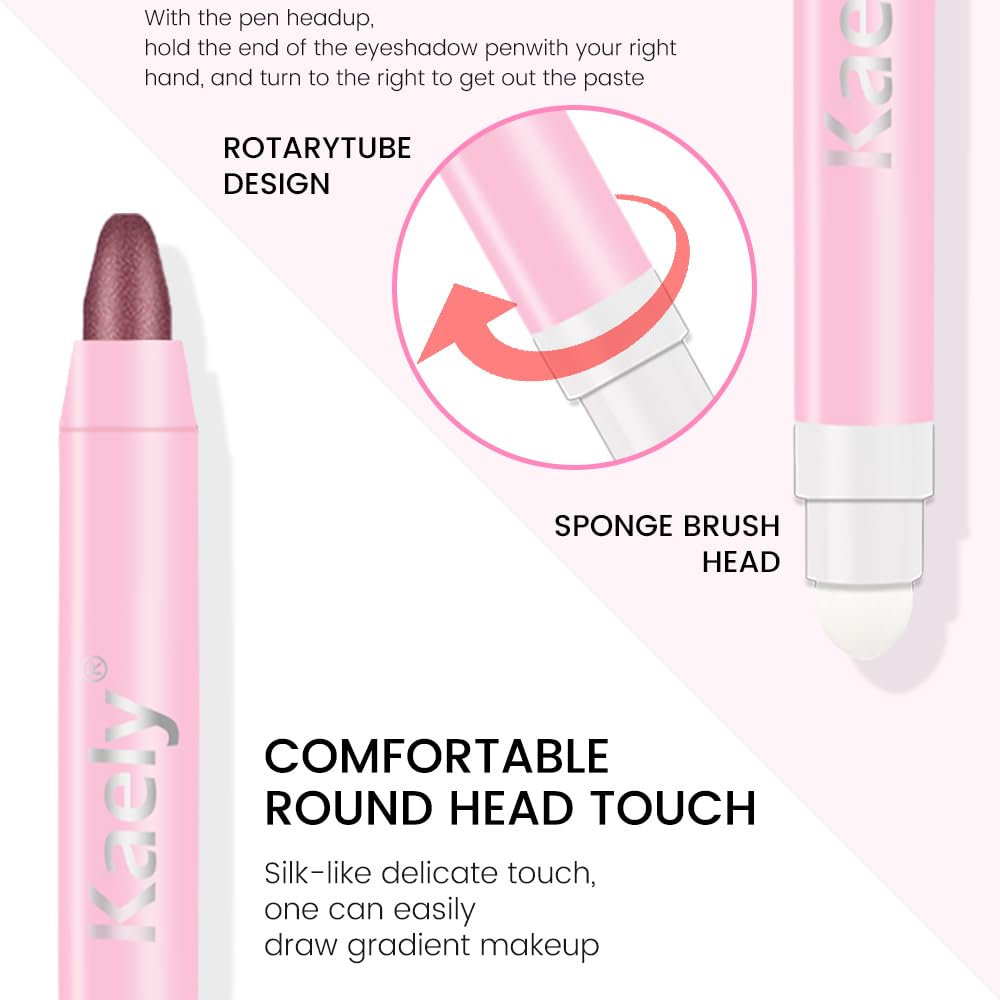 evpct 2Pcs Cream Eye Shadow Brightener Sticks Set for Eyes Waterproof, Orchid & Rose Shimmer Cream Eyeshadow Applicator Stick Long Lasting Pigmented Eye Makeup sombras en crema para ojos 26+27