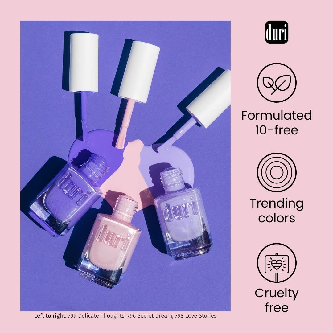 duri Nail Polish, 149 Sweet Sixteen, Lavender Pink Metallic Pearl, Glossy, Semi Sheer Coveragare, Quick Drying, 0.45 Fl Oz