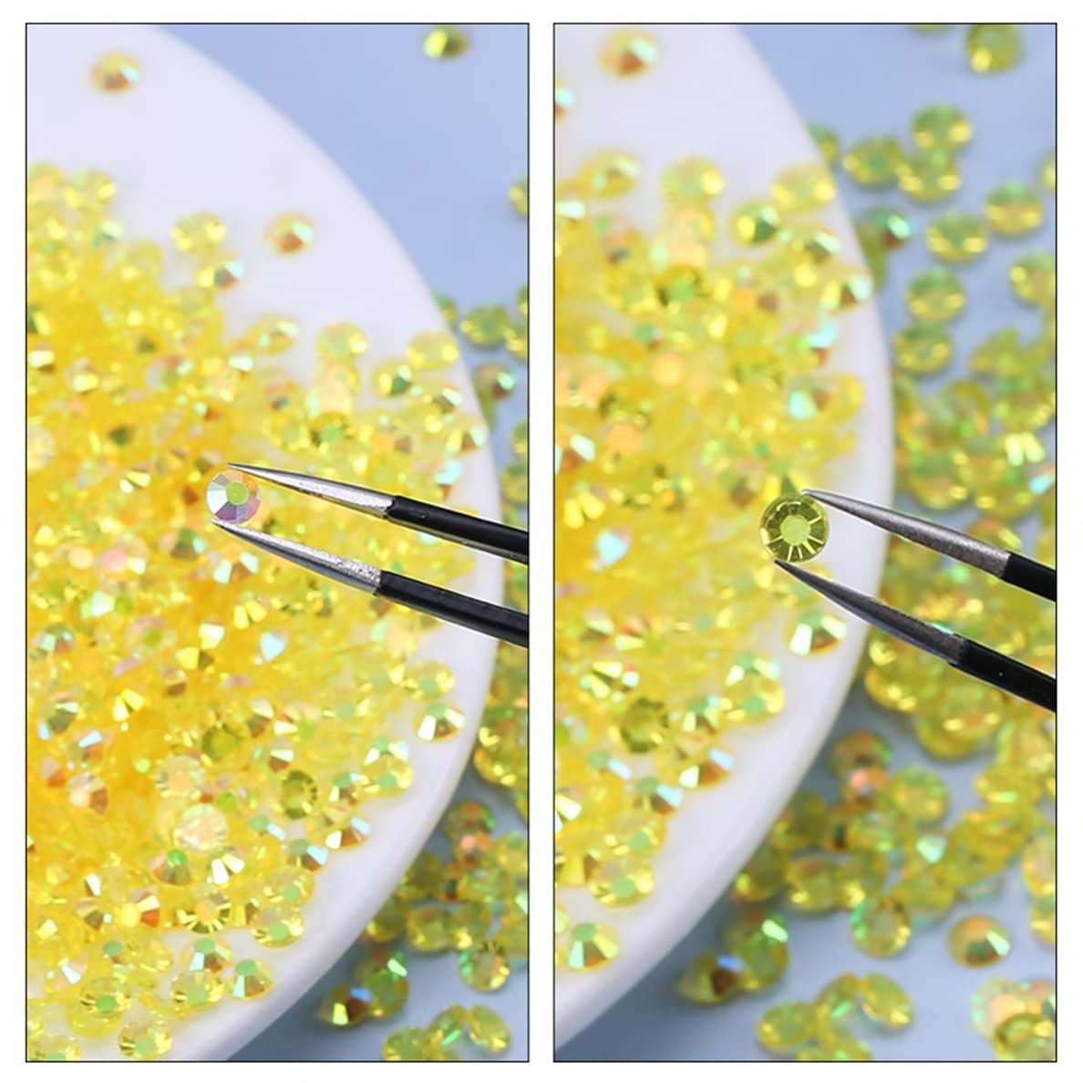 2250 Pcs SS16 4mm AB Flatback Rhinestones for Nails Art Crafts Transparent Glitter Round Gems Crystals DIY Clothes Shoes(Clear Aqua Blue AB)