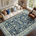 6x9 Ft Floral Area Rugs for Living Room, Non-Slip Soft Washable Carpet Blue by Cuzwlovita