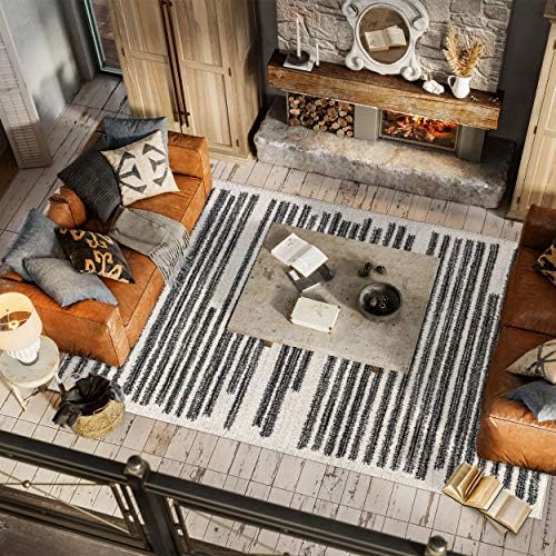 JONATHAN Y Khalil Modern Berber Stripe Cream/Black Indoor Area Rug, Contemporary - Image 5