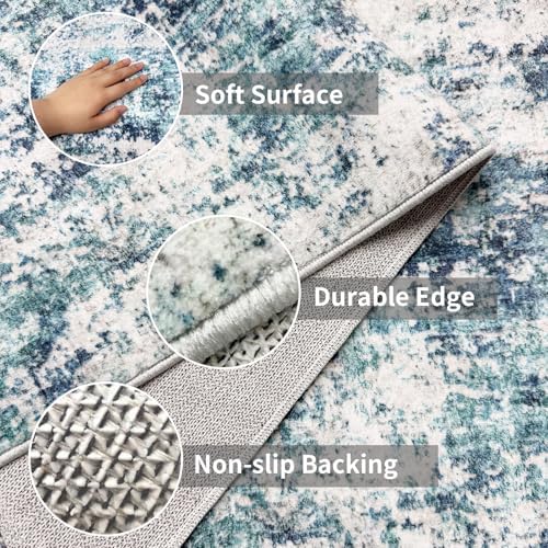 5x12 Rugs for Wide Hallway Thin Washable Runner Rug Ocean Mist - Image 5