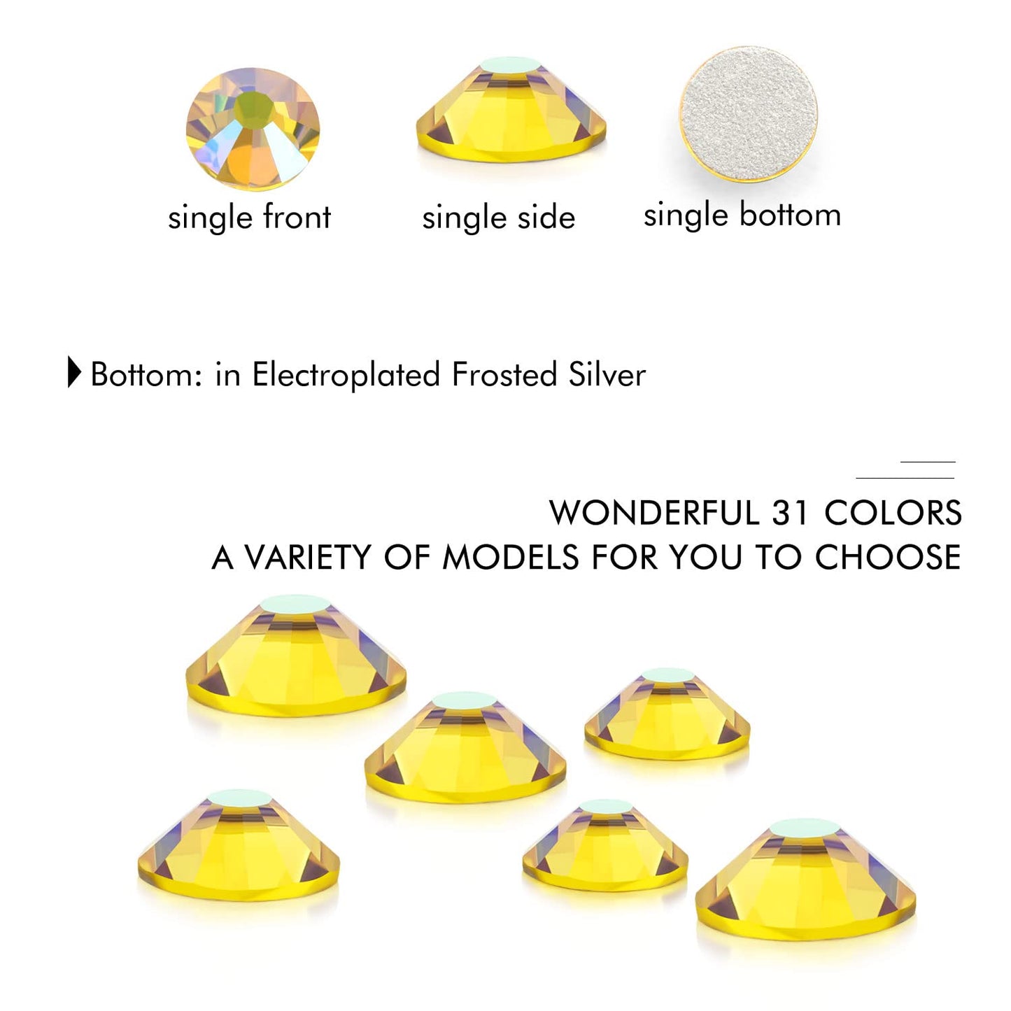 1440Pcs Lemon Ab Crystal Rhinestones,Glass Flatback Rhinestones Small Gemstones for Nail Face Makeup Art Crafts Clothes Decoration -(SS8,2.4mm,Lemon Ab)