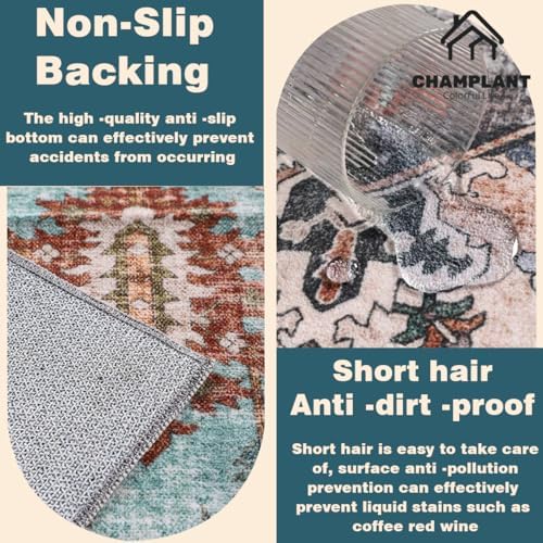 CHAMPLANT Washable Area Rug 3'x5' Vintage Traditional Floor Cover Foldable Thin - Image 5