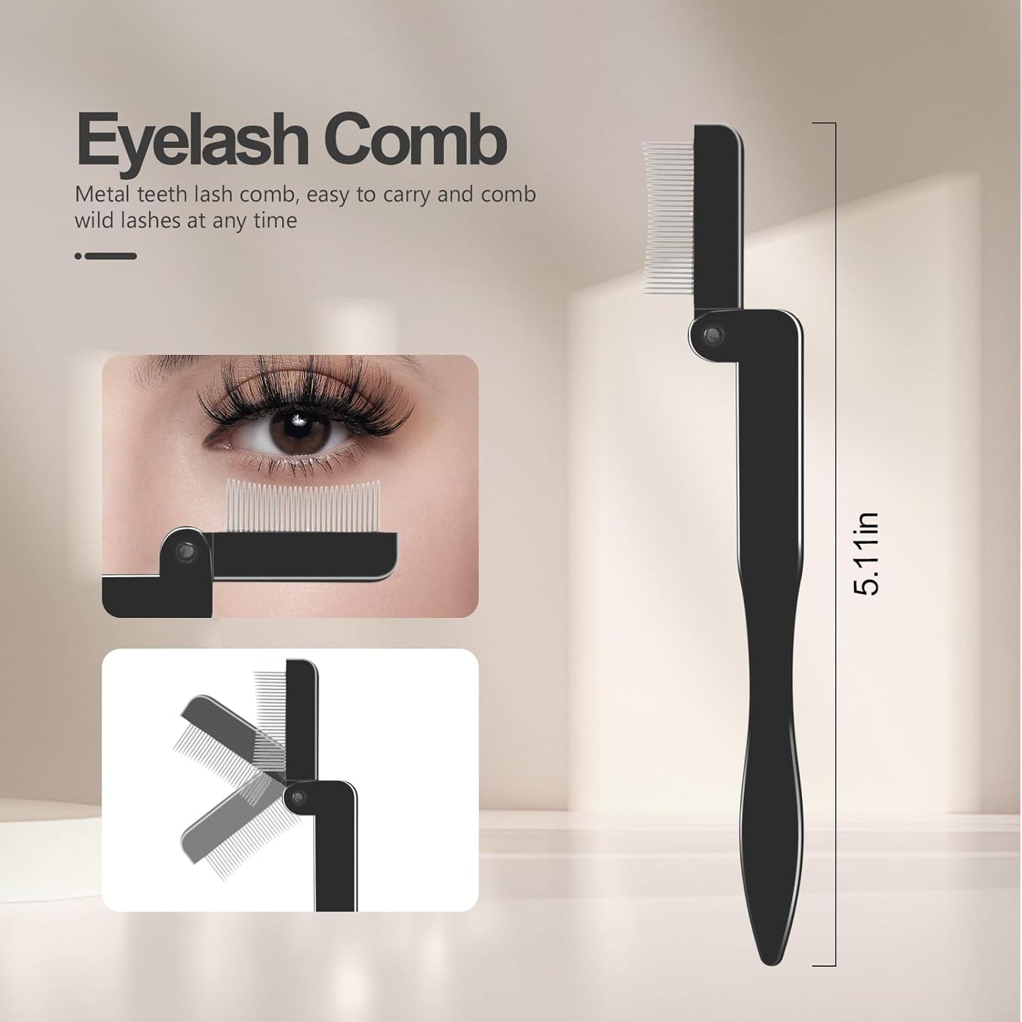 Eyelash Comb Lash Separator Tool Brow Brush & Lash Spoolie Professional Eye Makeup Tools (4 Pieces Set)