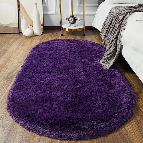 Softlife Oval Fluffy Rugs for Bedroom, 2.6 x 5.3 Feet Shag Cute Area Rug for by Softlife