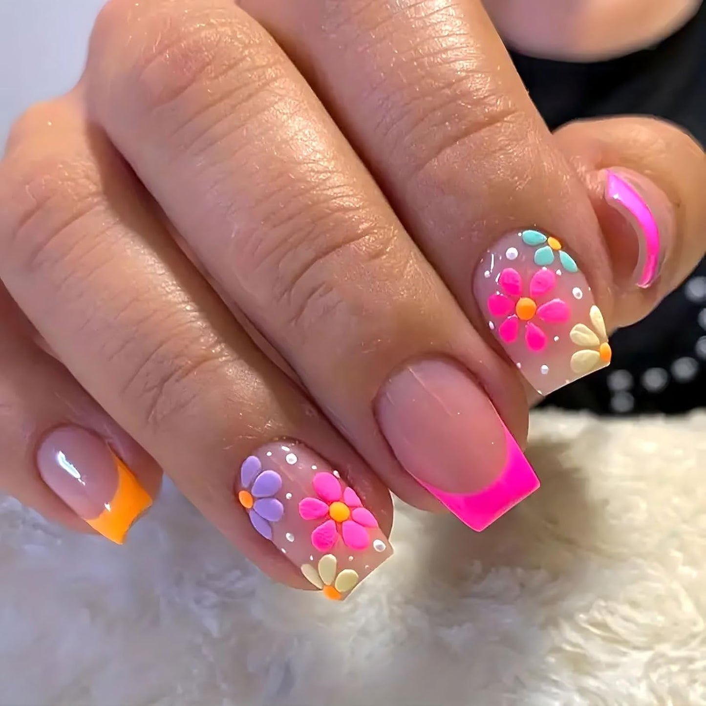 Flower Nail Art Stickers Decals, 4 Sheets 3D Self Adhesive Embossed Flower Nail Decals Nail Art Supplies Designs, Floral Nail Accessories for Women Girls