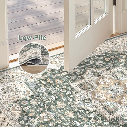 cotiled 3x5 Area Rug for Living Room, Traditional, Vintage Green - Image 4