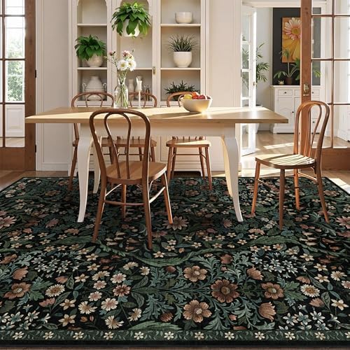 Floral Area Rug 6x9 Botanical Washable Carpet - Image 3