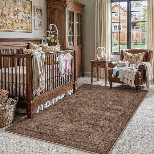 HUGEAR Area Rugs 3x5 Rust Red Vintage Rug by HUGEAR