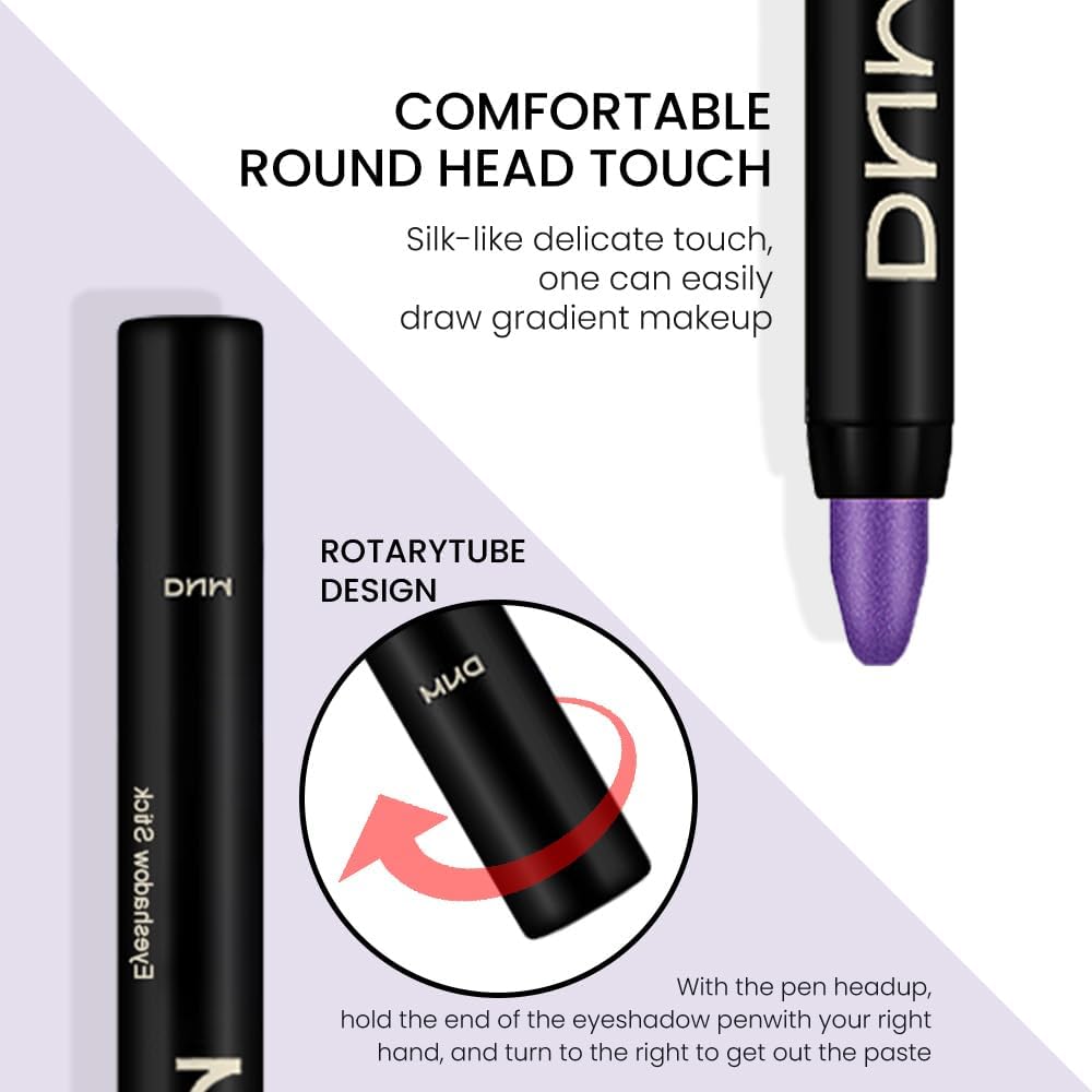 evpct 2Pcs Cream Eyeshadow Sticks Set for Eyes Waterproof, Blue Shimmer & Purple Shimmer Matte Eye shadow Stick Pencil Pen Bulk sombras en crema para ojos 32+33