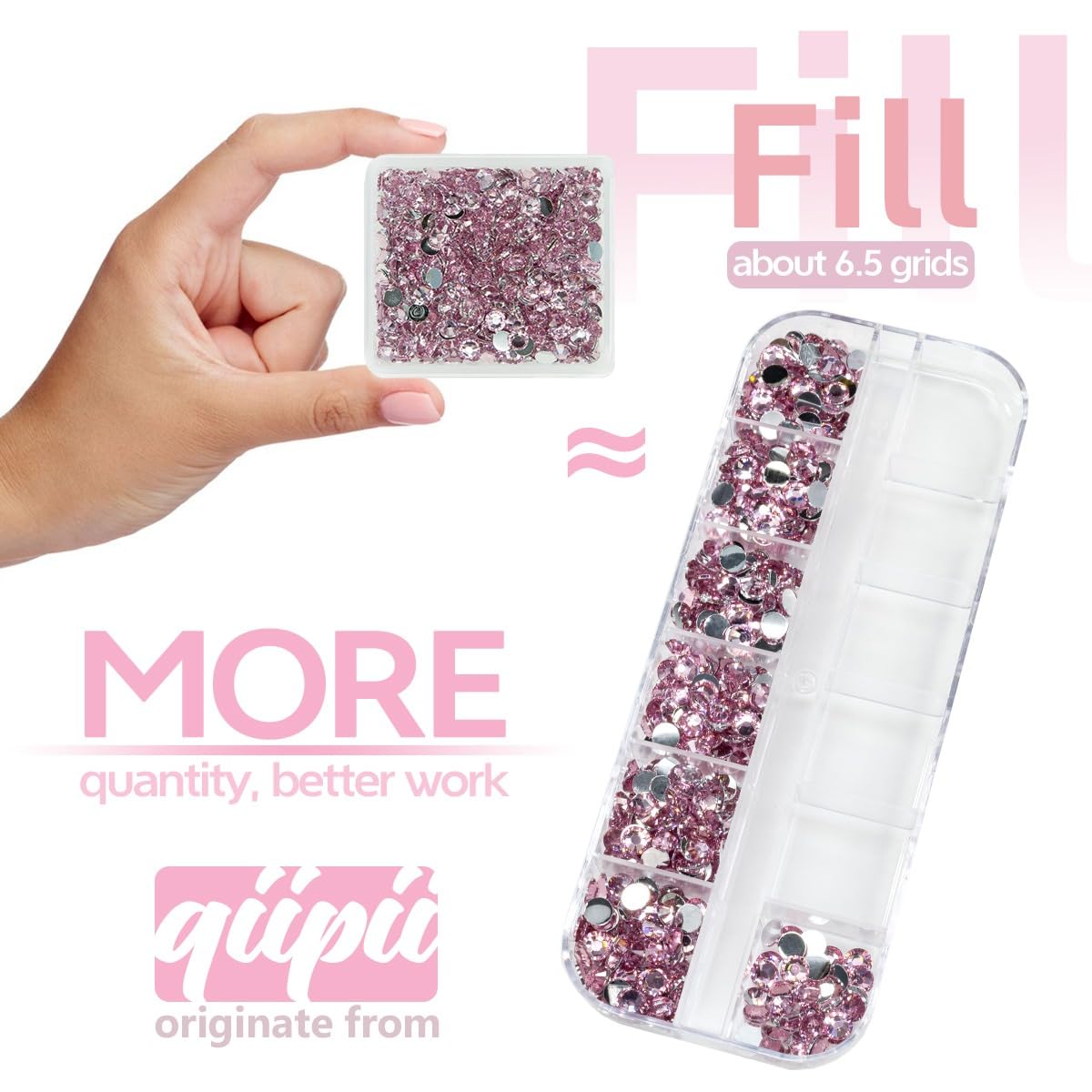 Light Pink Crystal Resin Rhinestones for Crafting 3mm 4mm 5mm Flatback Stones Non-Hotfix Diamonds Crystals Gems Charms for Nails Face Eyes Makeup Body Tumblers Bottles DIY Crafts Clothes Shoes