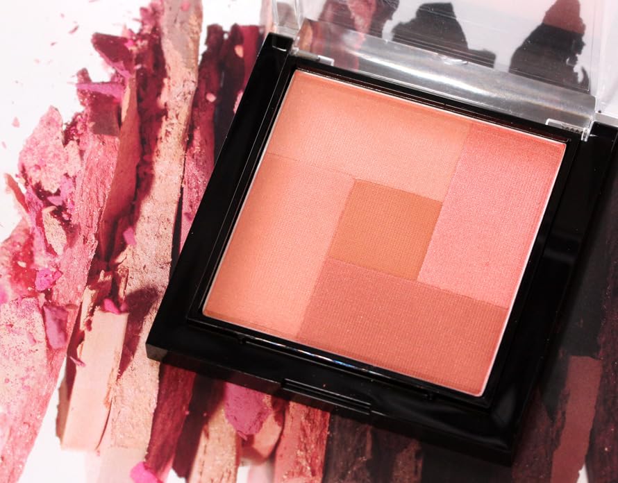 Palladio 2-In-1 Mosaic Blush and Bronzer, Silky Smooth Face Makeup Pressed Powder, Five Color Hues from Shimmering Pinks to Golden Browns, Rich Pigmented Shades, Flawless Finish, Desert Rose, 0.3 Oz