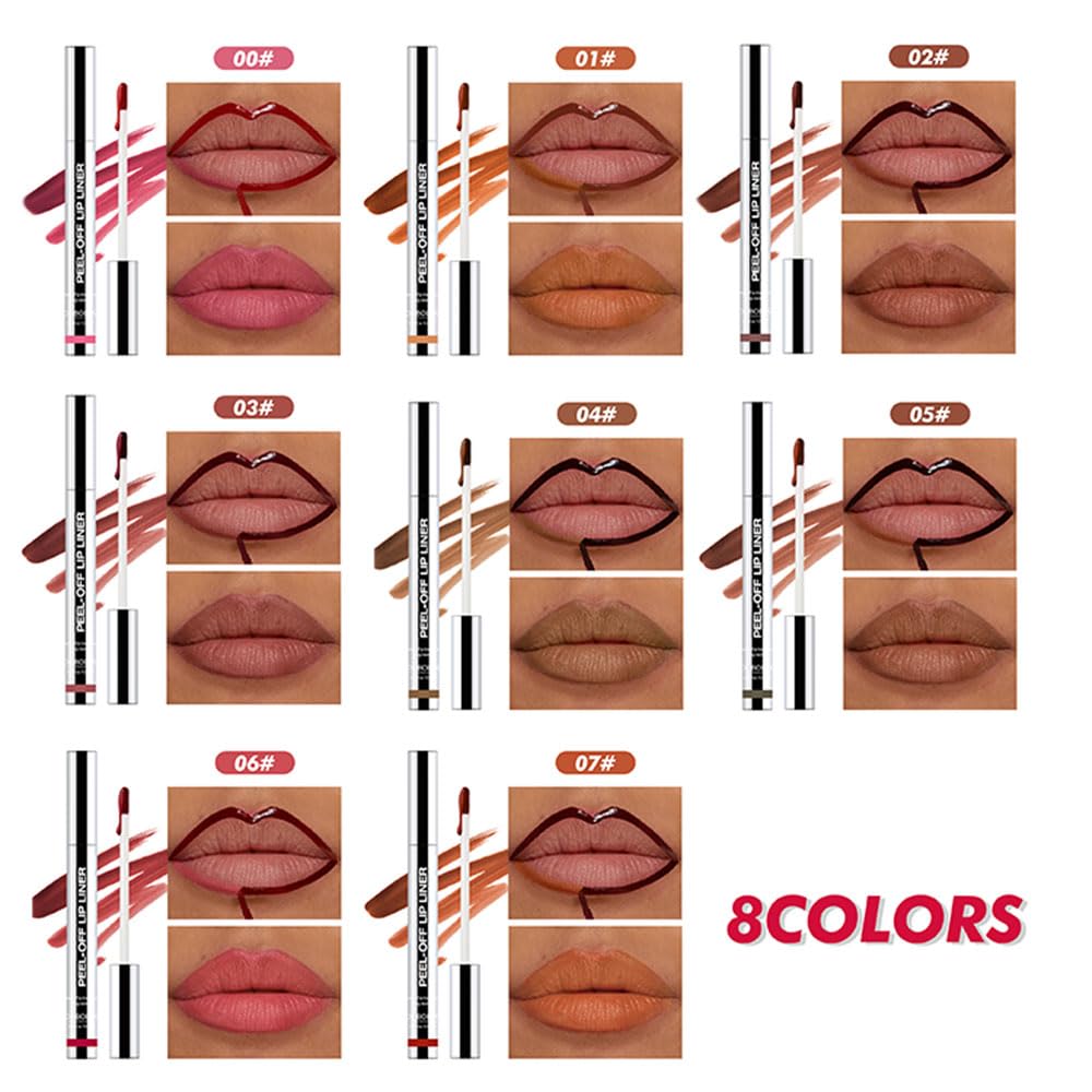 2 Pcs Matte Liquid Lip Stain Peel Off Lip Liner, Long Lasting Lip Tattoo, Waterproof & Transfer-Proof Lip Liner Peel Off Lip Gloss for All Skin Types. 0.12 fl oz #02+#06