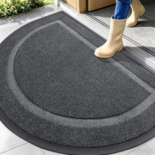 OLANLY Half Circle Front Door Mat Outside 47x32 All-Season Rubber Doormat by OLANLY