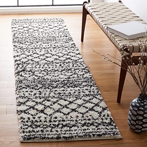 SAFAVIEH Arizona Shag Runner Rug 2'3"x6', Soft Plush Ivory & Black ASG741Z by Unknown