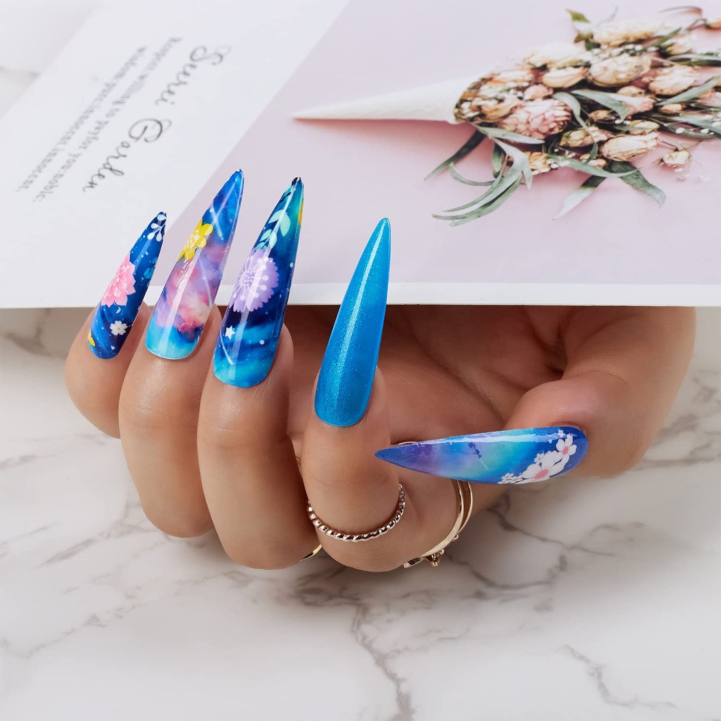 Makartt Nail Foil Sheets, 10 Rolls Transfer Nails Stickers with Starry Sky Flower Butterfly Art Designs, Adhesive Decals Supplies - 4x100cm