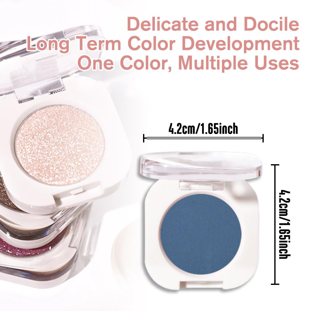 Dark Blue Single Matte Eyeshadow Makeup, Neutral Powde Eye Shadow for Women, Dark Blue Matte Singles Eyeshadow Palette Pigmented Waterproof, sombras para ojos, Girls Monochrome Eyeshadows Gift