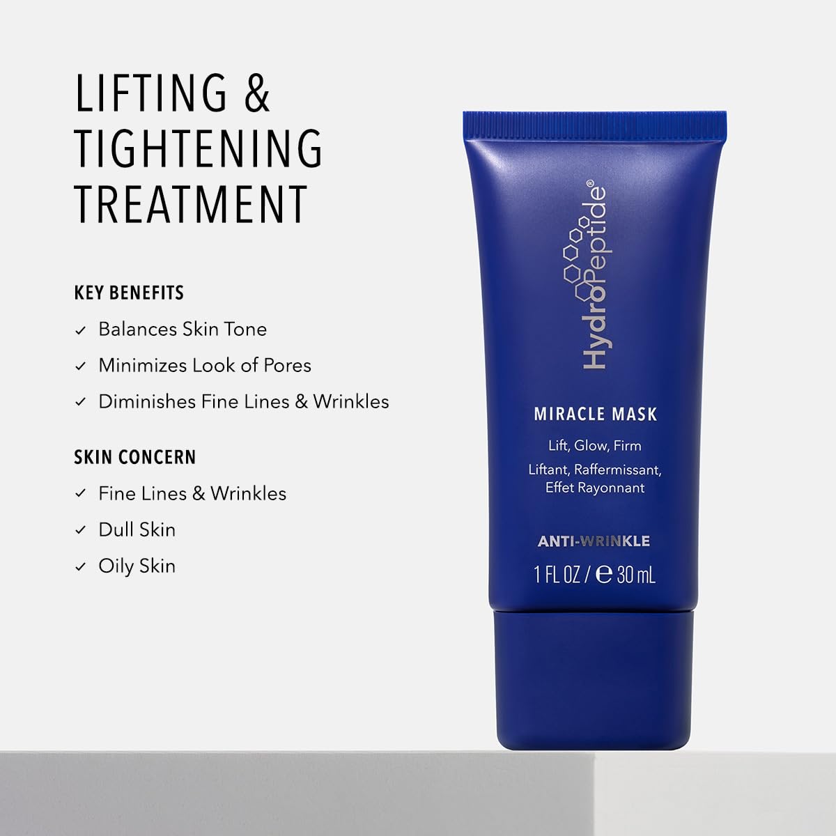HydroPeptide Miracle Mask, Peptide Treatment to Lift, Glow & Firm, 0.5 Ounce