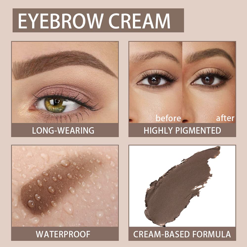evpct Soft Brown Eyebrow Powder Pomade Gel Shaper Makeup Kit with Dual-ended Brush, Eyebrow Stencil Kit for Women Shaping, Eye Brow Pomade Stencil Shaper Tinting kits for Women Long Lasting Waterproof