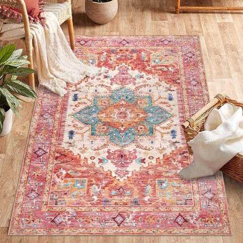 Yamaziot Washable Area Rug for Bedroom, 3x5 Non-Slip Boho Entryway Rug by Yamaziot