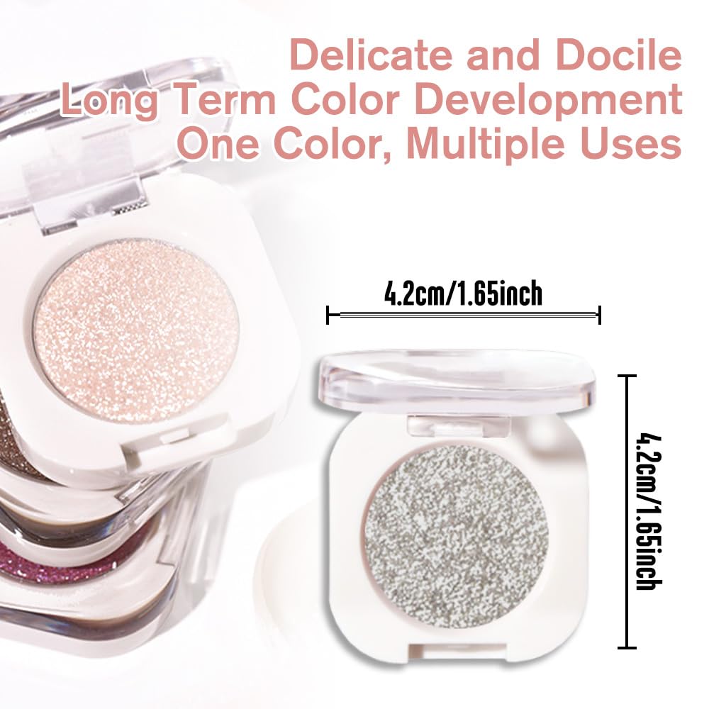 Slive Single Glitter Eyeshadow Makeup, Neutral Powde Eye Shadow for Women, Slive Shimmer Singles Eyeshadow Palette Pigmented Waterproof, sombras para ojos, Girls Monochrome Eyeshadows Gift 12