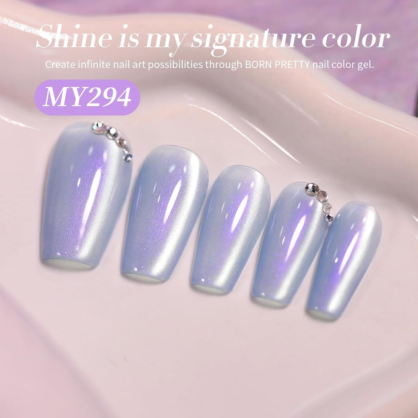 Born Pretty Cat Magnetic Eye Gel Nail Polish, Fairy Purple Glitter Cat Magnetic Gel Nail Polish for Nail Art Manicure Salon DIY at Home 15ML