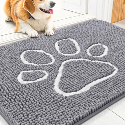 Smiry Dog Door Mat for Muddy Paws, Absorbent Non Slip Dirt Trapper by Smiry