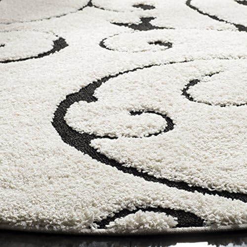 SAFAVIEH Florida Shag Round Rug 11', Soft Plush Ivory & Black SG455-1290 - Image 5