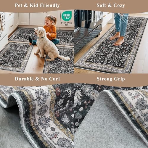 2x6 Washable Kitchen Runner Rug – Non-Slip Boho Vintage Carpet Runner - Image 5