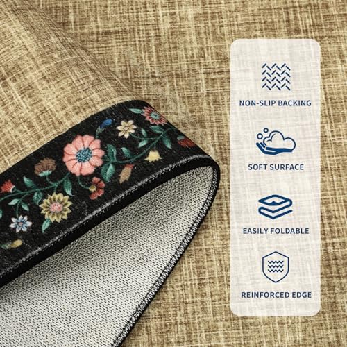 GarveeHome Washable Rugs for Living ROM 8 x 10 Large Area Rug Farmhouse Floral - Image 3