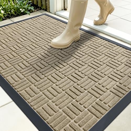 OLANLY Front Door Mat Outside Entrance 35x23, Heavy-Duty Rubber Doormat by OLANLY