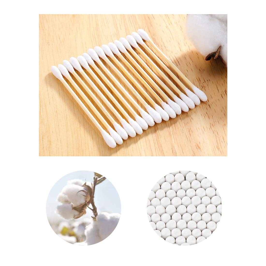 Cotton Swabs 2000ct(20 Pack),Double-Tipped Cotton Buds,Cotton Swabs with Wooden Sticks,Cotton Swabs for Ears,Makeup,Daily Cleaning